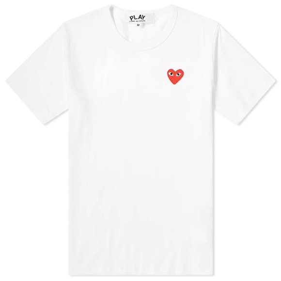 COMME DES GARCONS CDG PLAY RED HEART EYE LOGO WHITE T-SHIRT - Picture 2 of 7